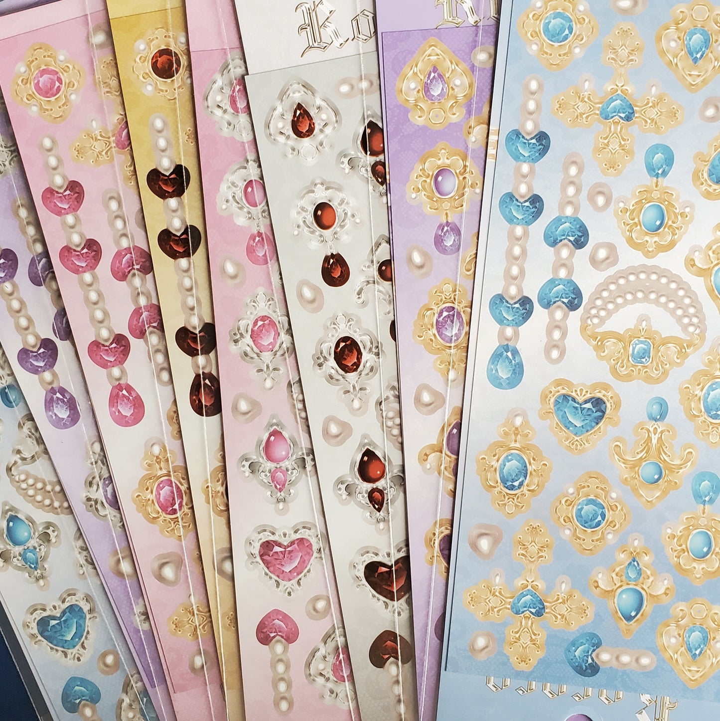 Pearls & Gems Sticker Sheet CHOOSE COLOR