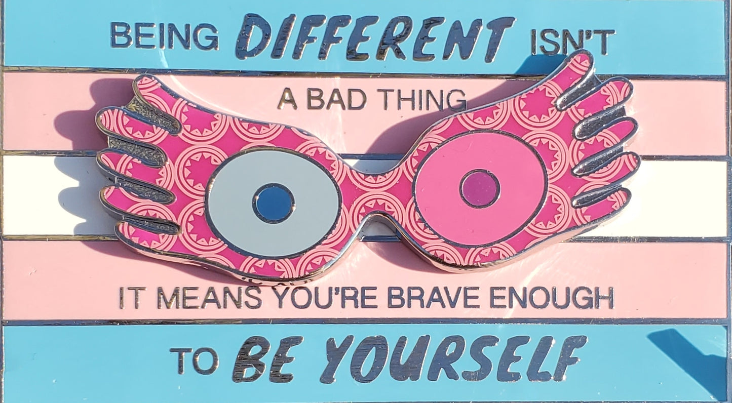 Transgender Weird Magic Girl Spinning Glasses & Quote Pin LE 50
