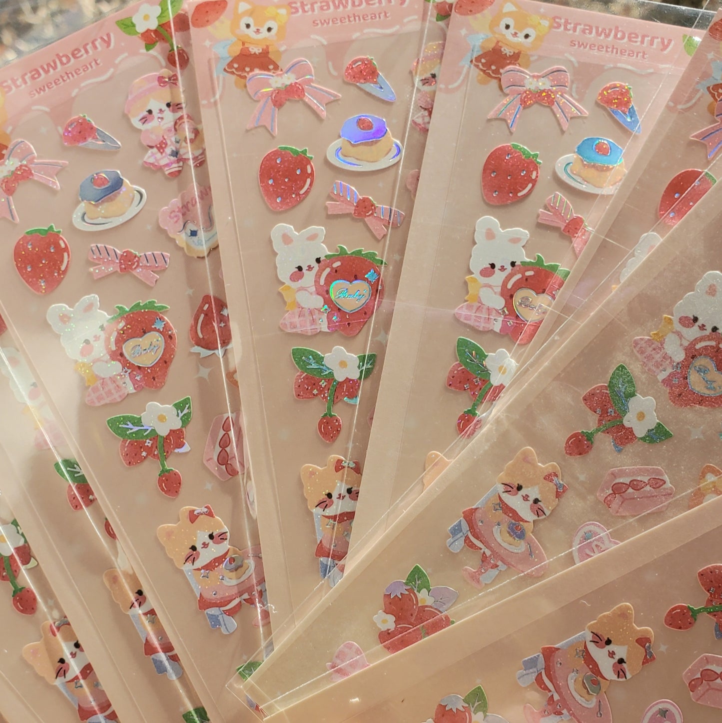 Strawberry Cats & Rabbits Sticker Sheet