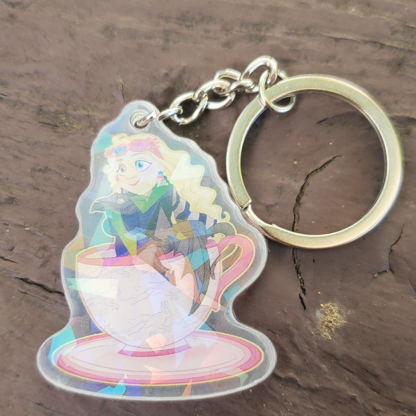 Weird Girl Cup Shatter Holo Keychain